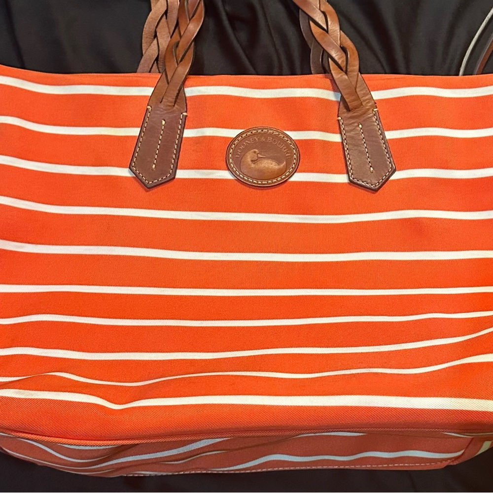 Orange Striped Dooney & Bourke Tote Bag